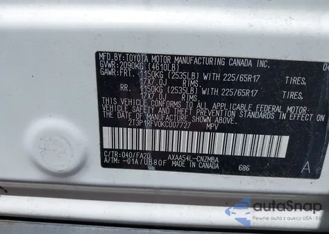 2019 Toyota Rav4 Xle из США, поврежденный, VIN 2T3P1RFV0KC007727